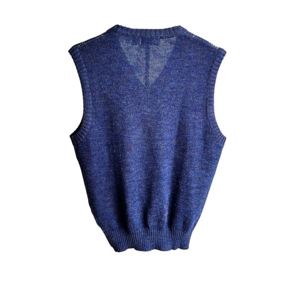 Vintage THE FOX COLLECTION Blue Plaid Wool‎ Blend Sweater Vest Mens L - Picture 2 of 5